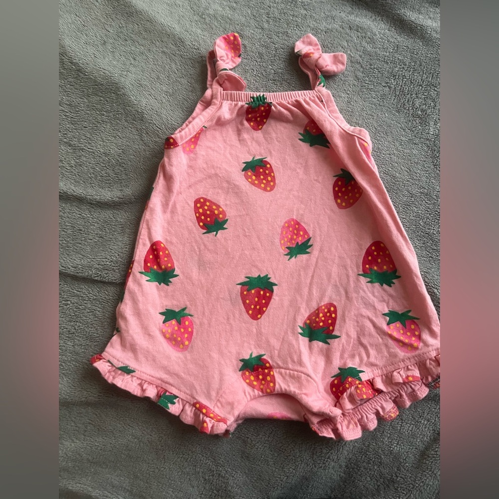 Old Navy Pink Romper with Strawberry Design